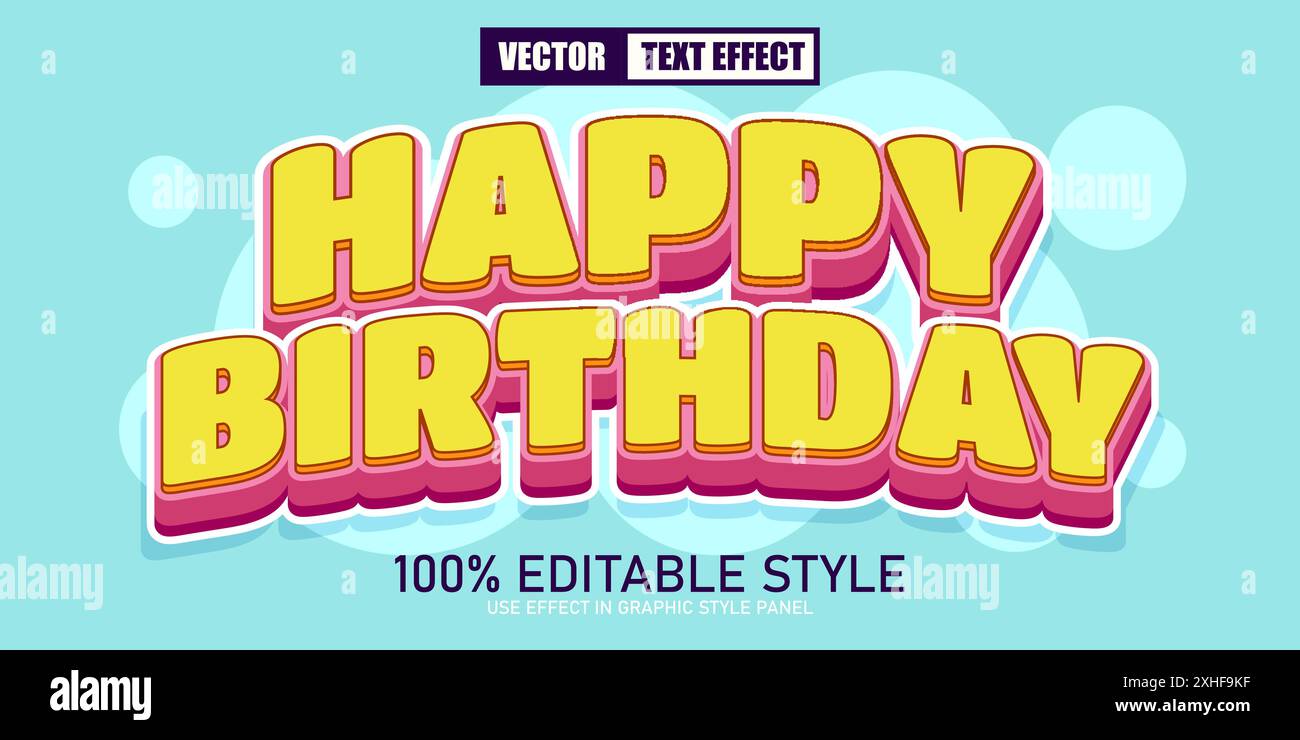 Editable text effect. Happy birthday. Retro style. Vector illustration Stock Vector
