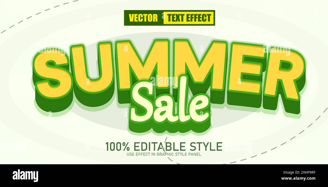 Editable text effect. Summer sale. Retro style. Vector illustration Stock Vector
