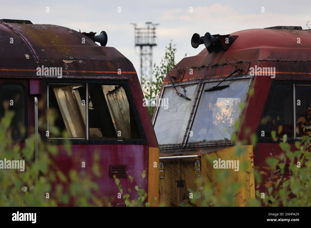 Abandoned class 60 diesel locomotives at teton sidings derbyshire