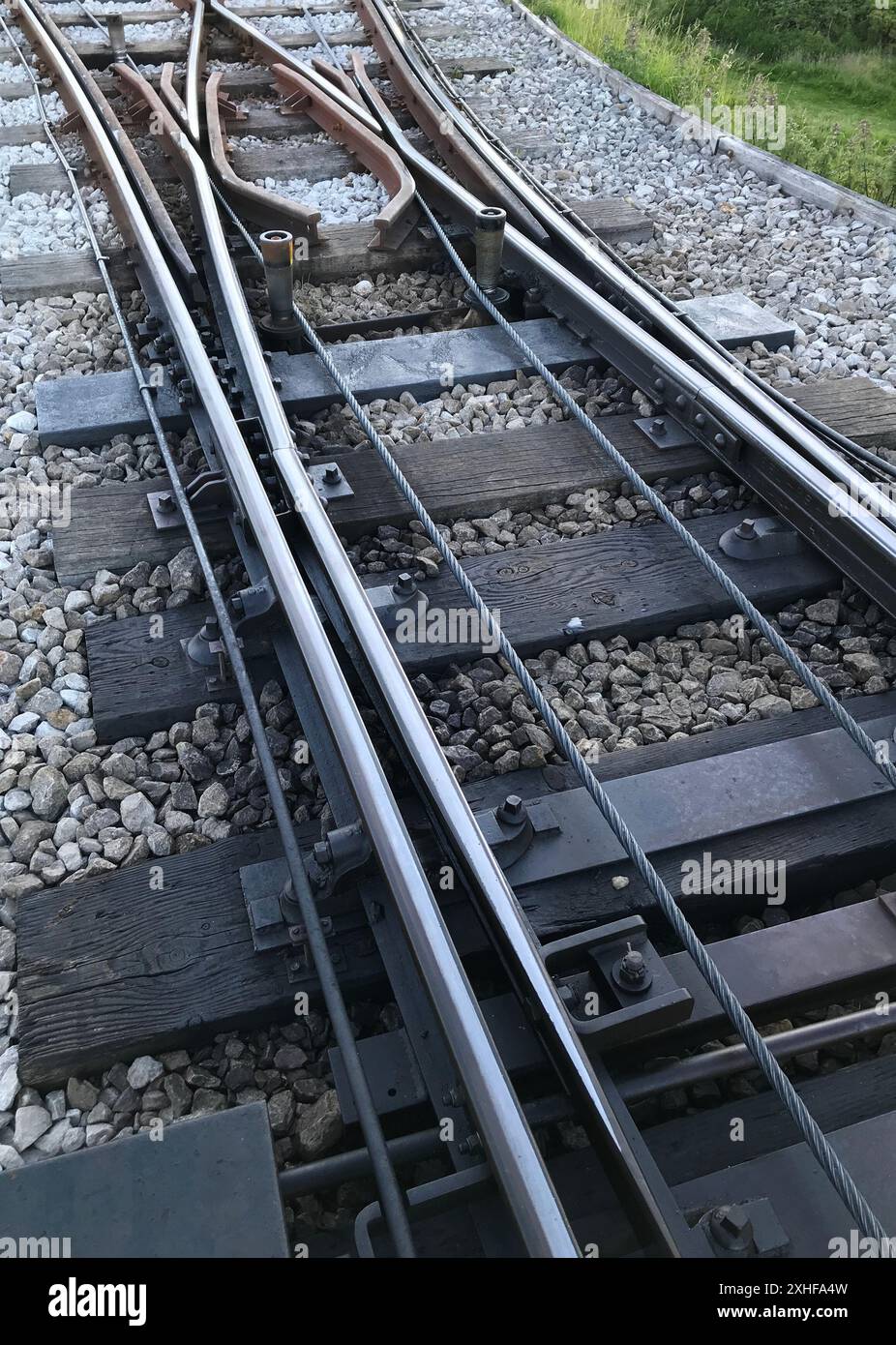 Funicular tramway railway showing Abt's switch, a railroad system invented by Carl Abt. Unlike