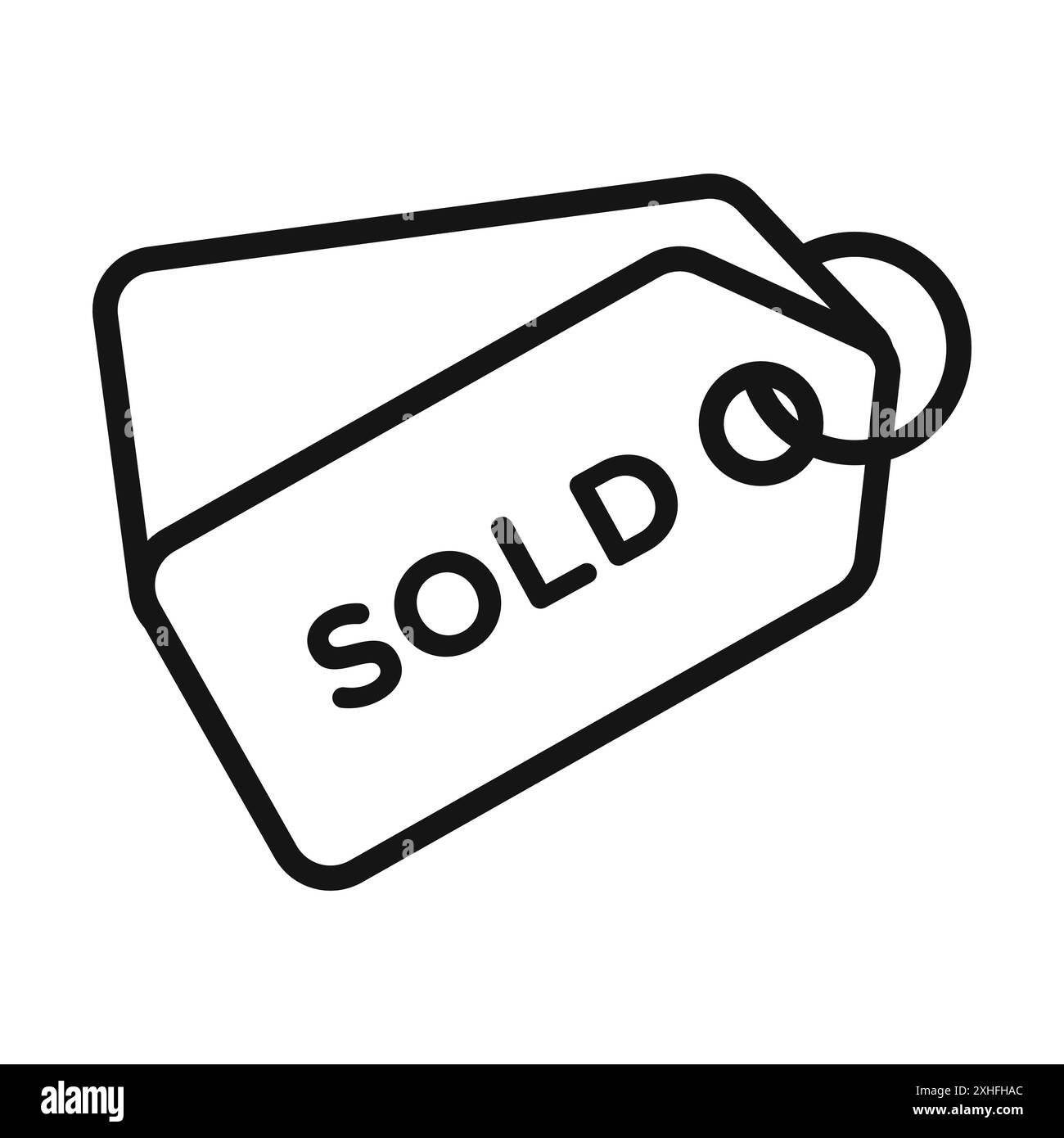 Sold icon Vector symbol or sign set collection in black and white outline Stock Vector