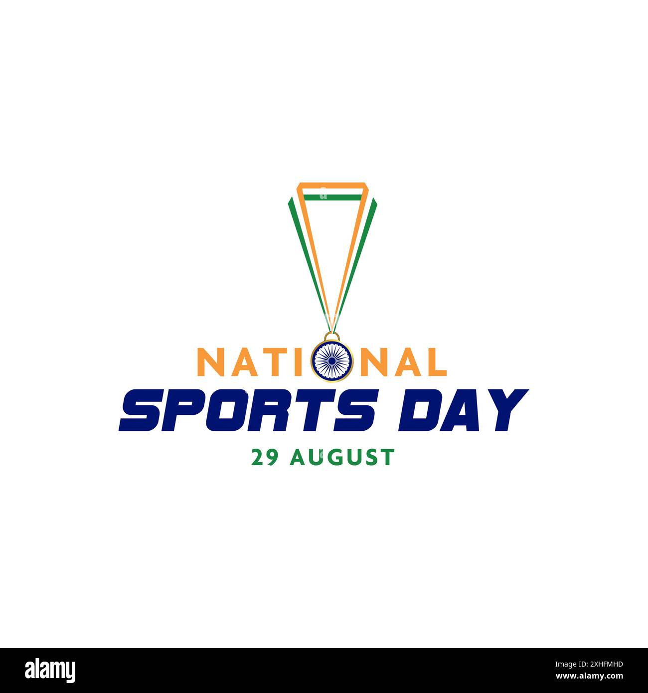 National Sports Day India logo name Indian flag made medel