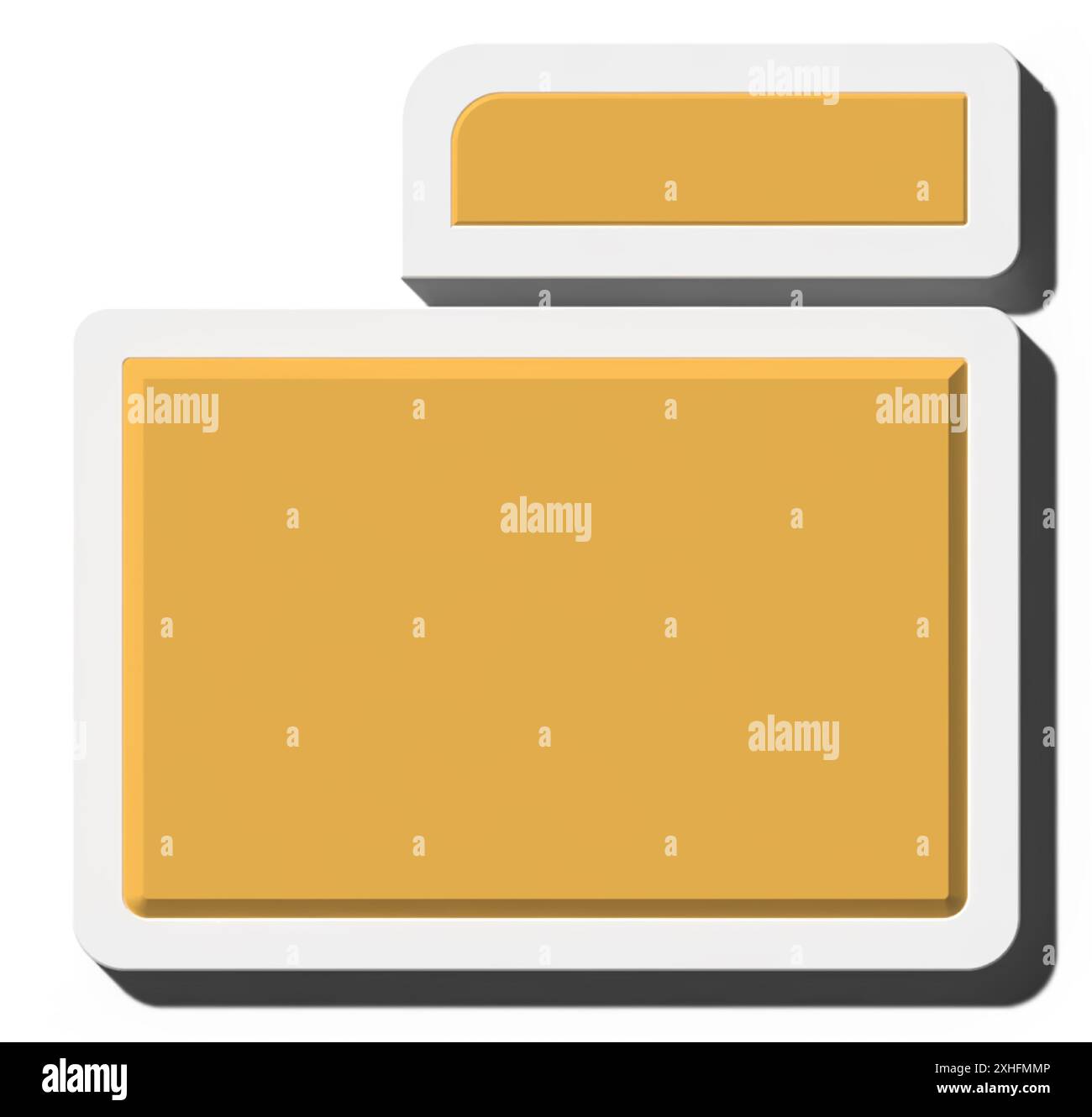 Yellow folder with shadow on isolated background. 3D rendering illustration Stock Photo