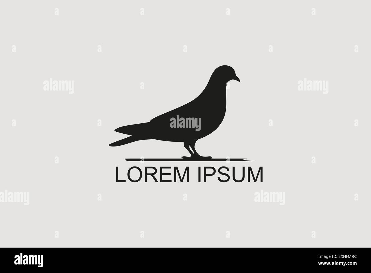 Silhouette of a Pigeon with Customizable Text for Branding and Logo Design Stock Vector