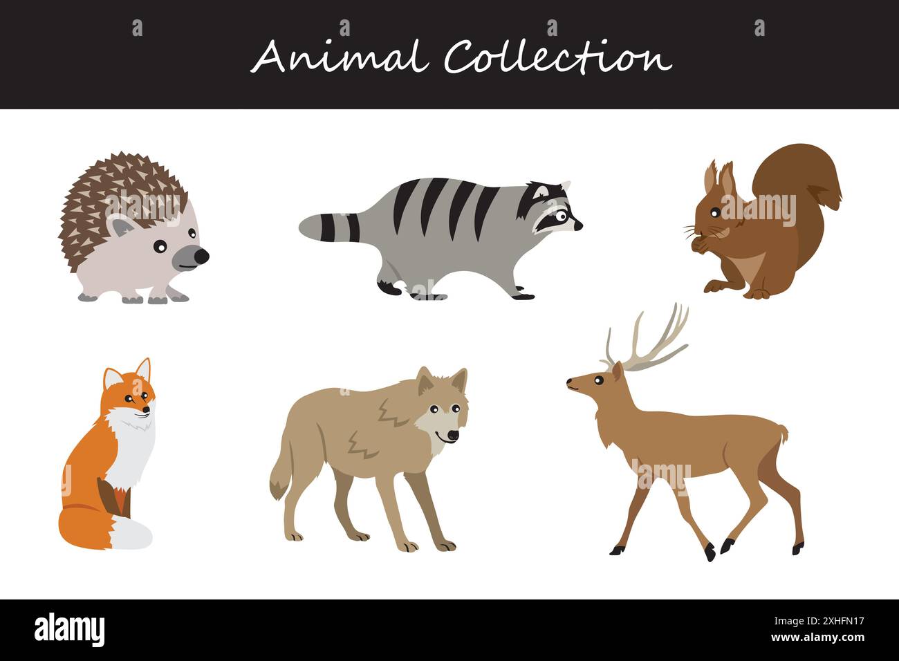 Animals collection. Flat style vector illustration Stock Vector Image ...