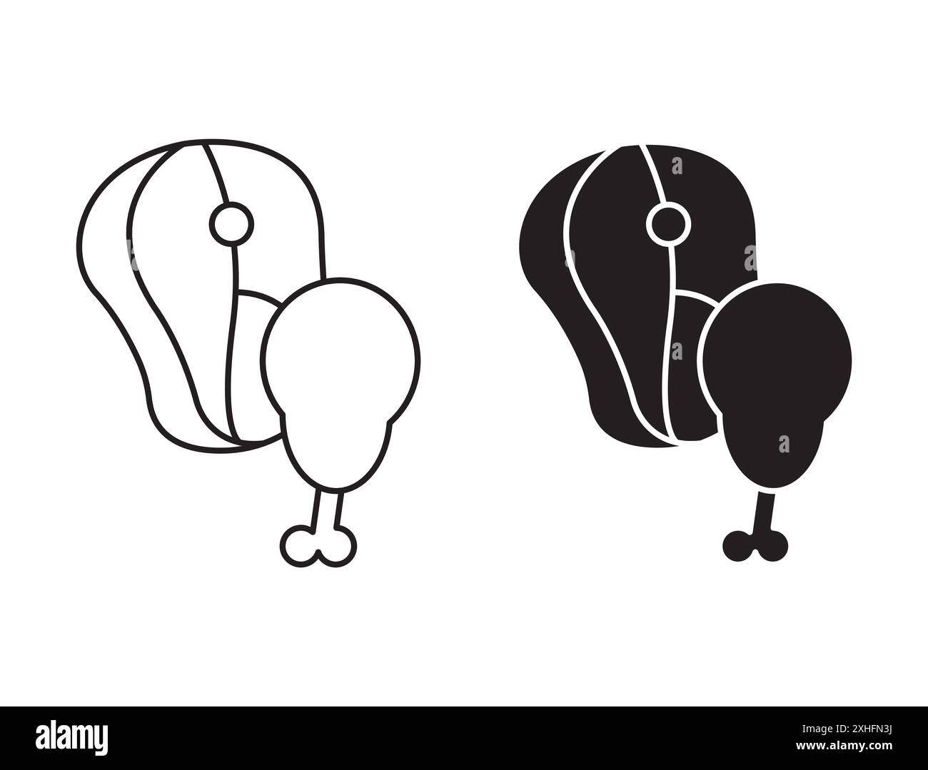 Meat icon Black line art vector in black and white outline set ...