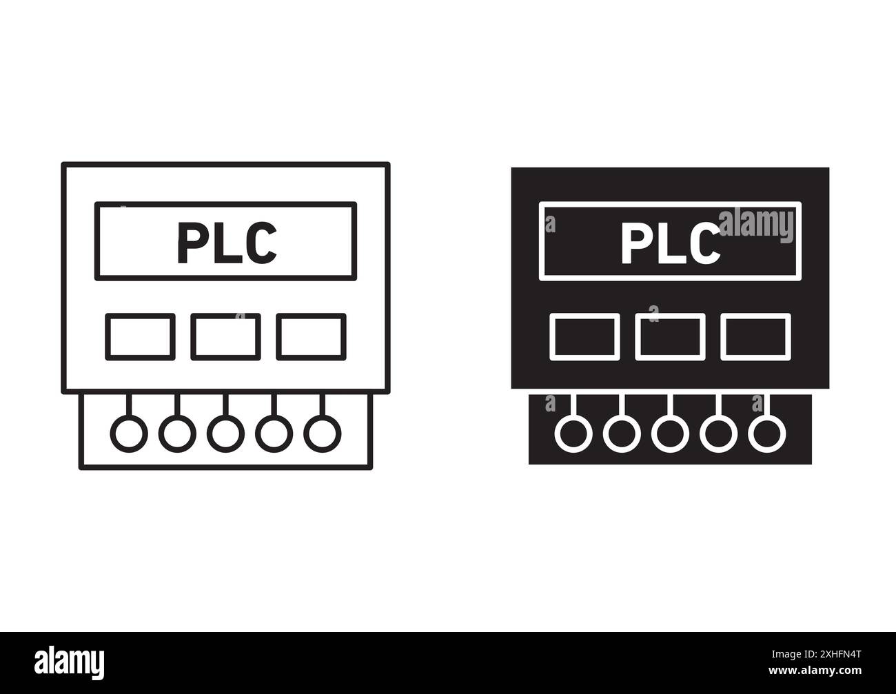 PLC icon Black line art vector in black and white outline set ...