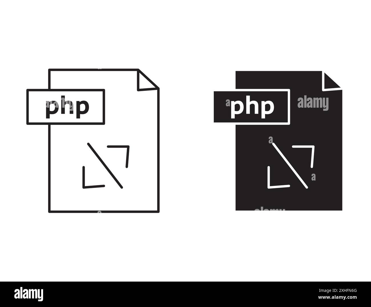 php icon Vector symbol or sign set collection in black and white ...