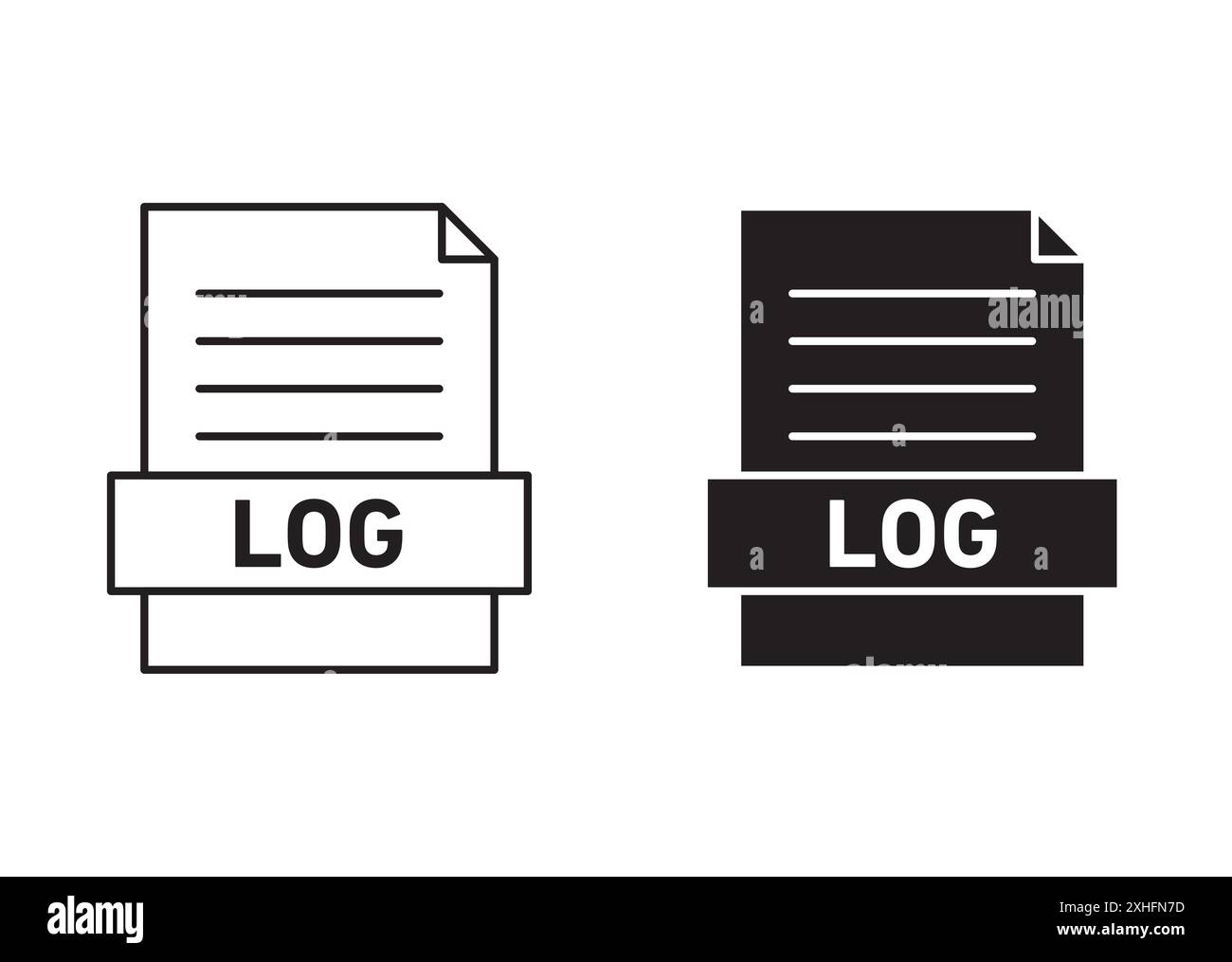 log file icon Black line art vector in black and white outline set collection sign Stock Vector