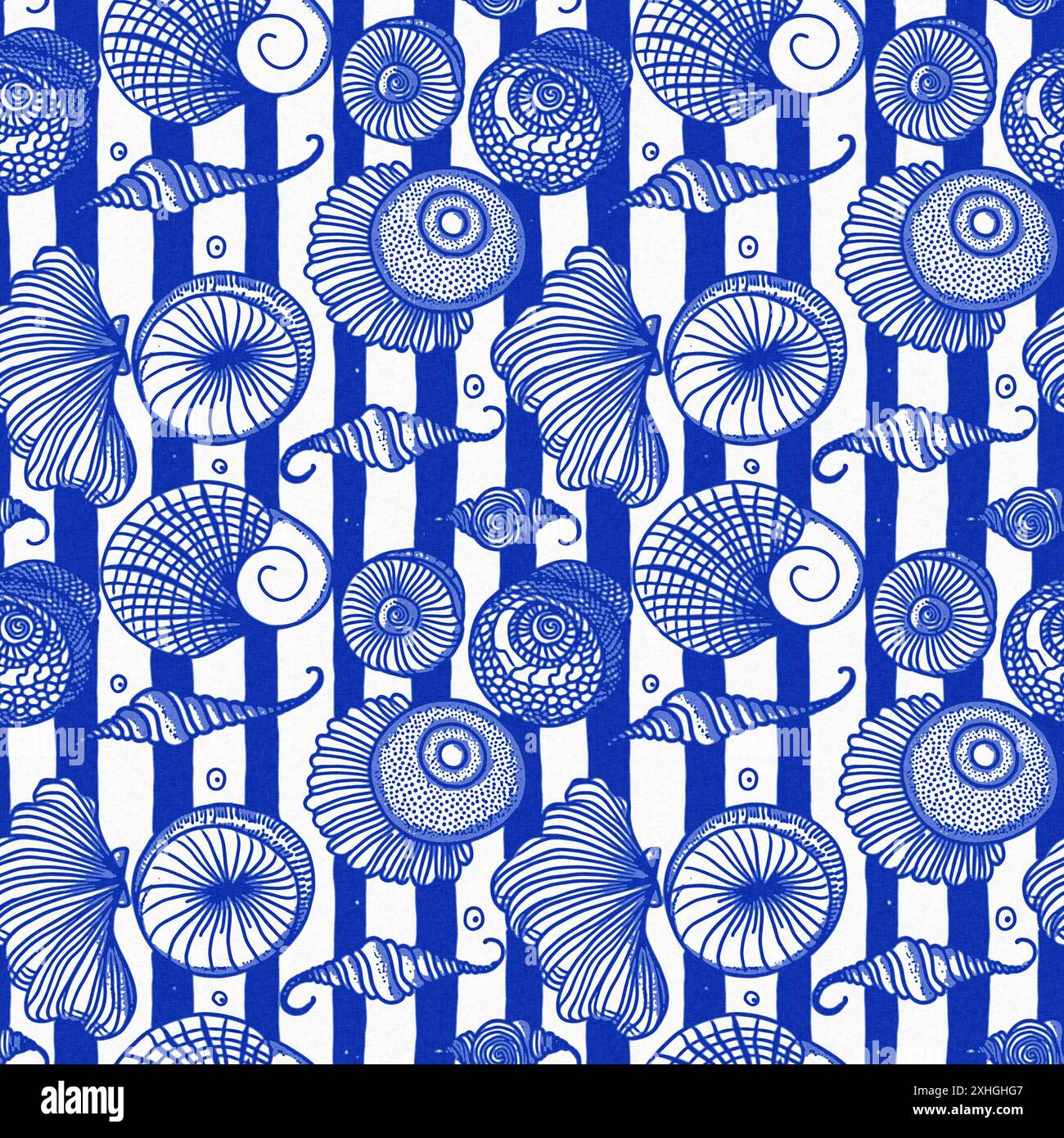 Simple Motifs Shell Azure blue white shell motif with linen seamless batik background ...