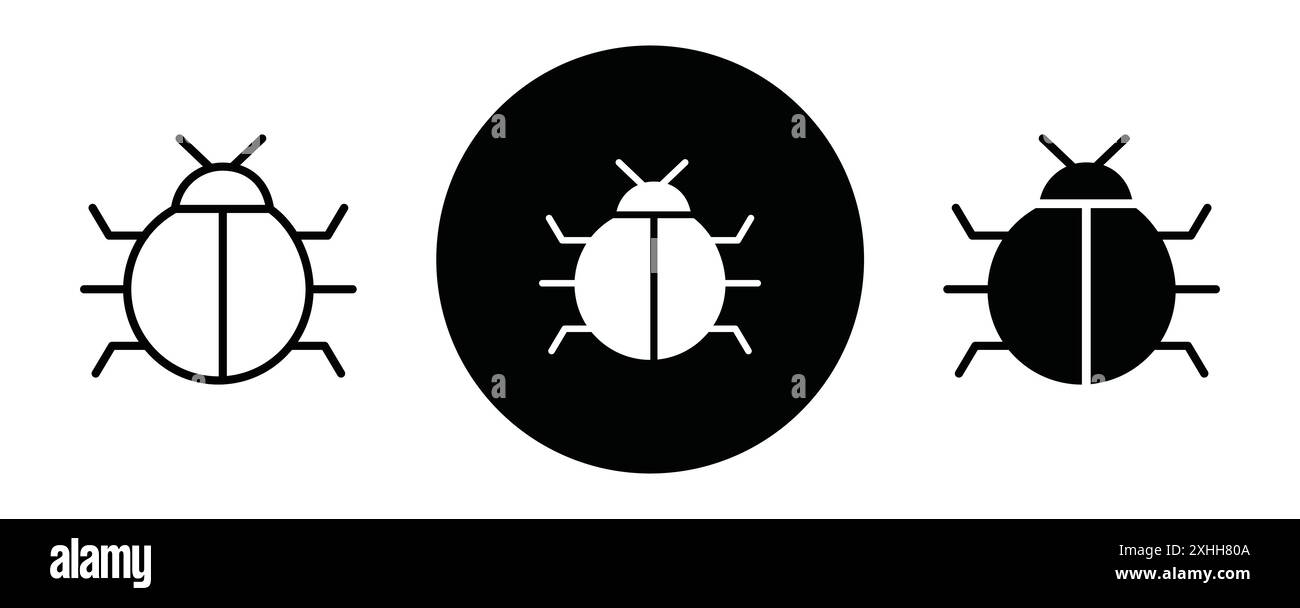 Debug icon Black line art vector in black and white outline set ...