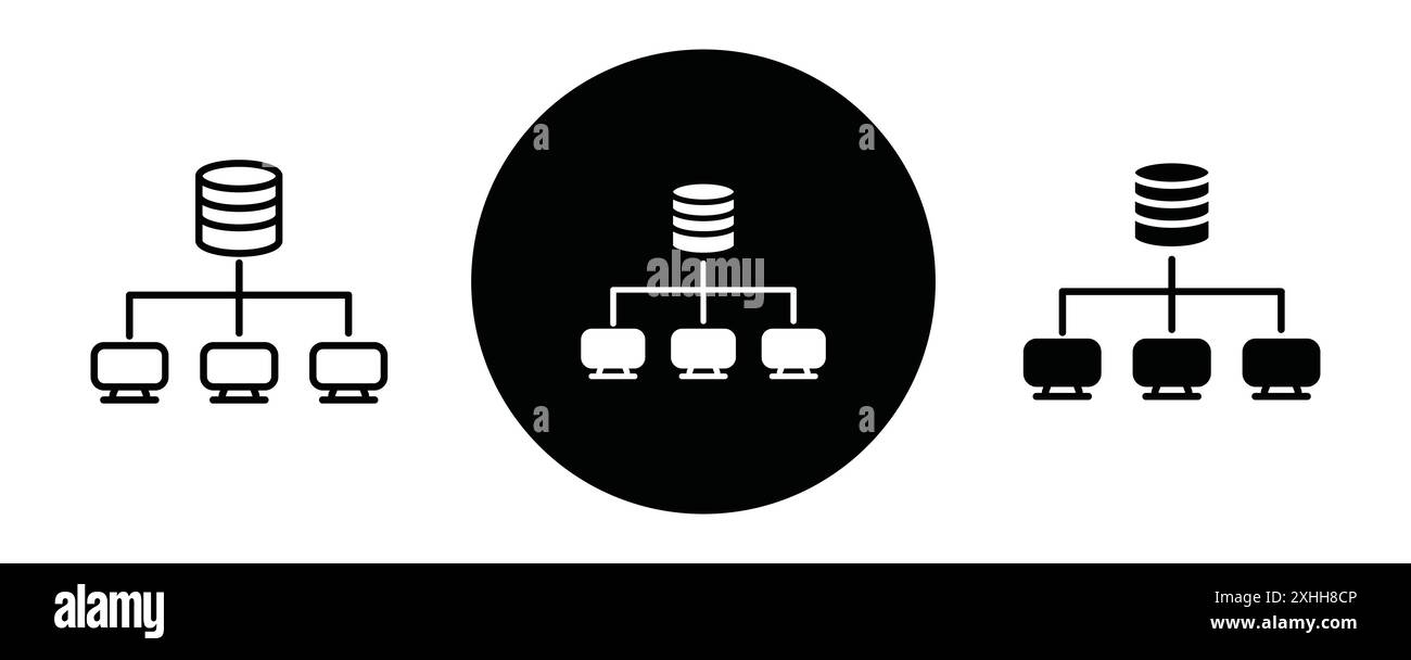 Data architecture icon Black line art vector in black and white outline ... image.