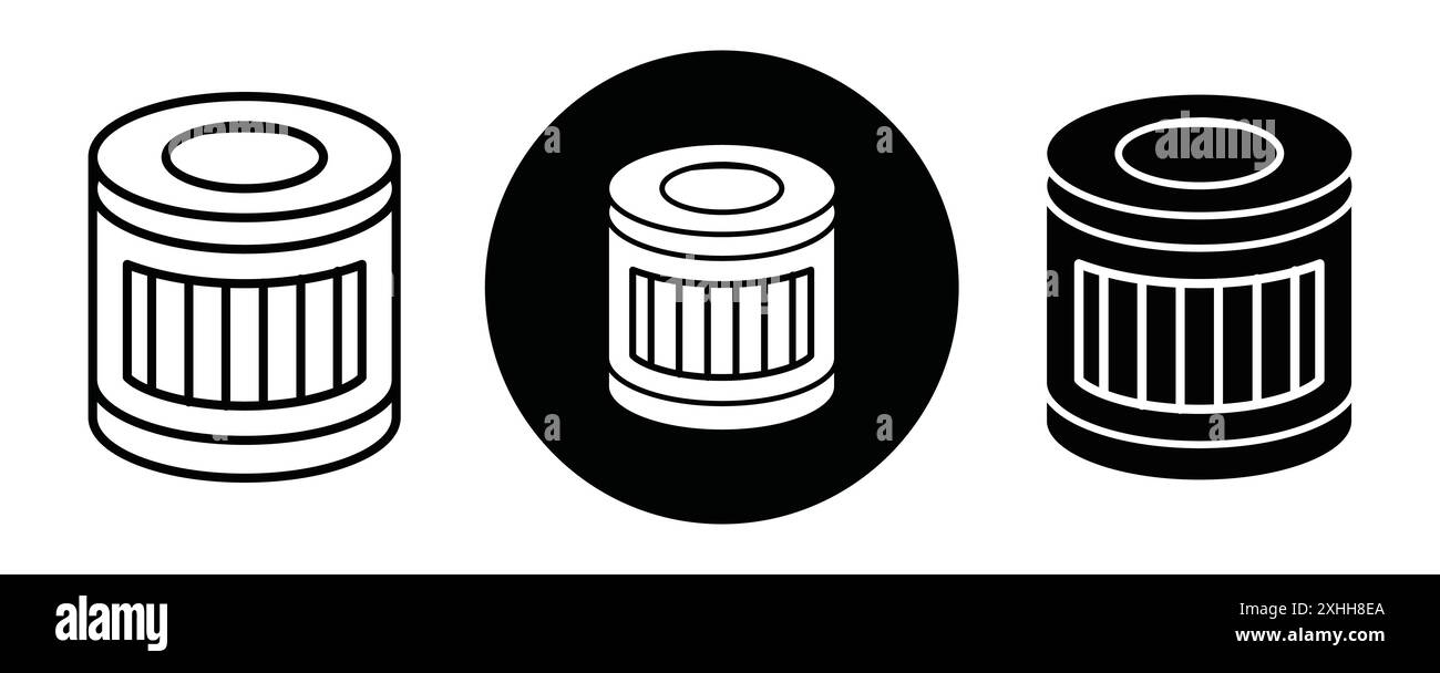 Car oil filter icon Black line art vector in black and white outline ...