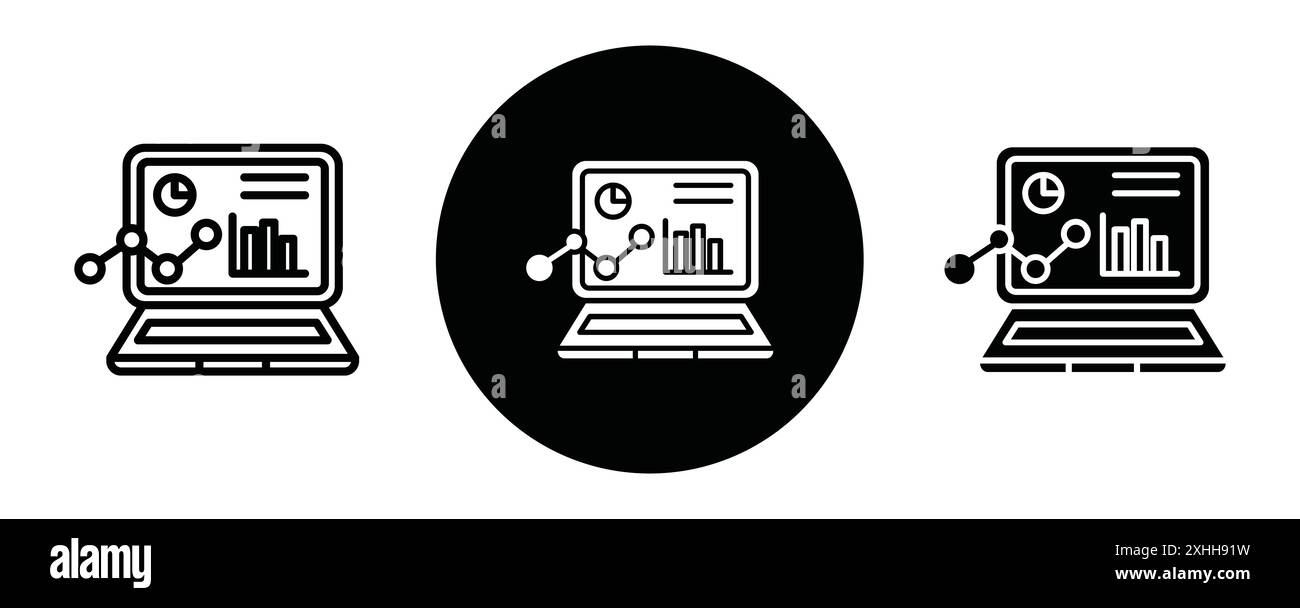 Dashboard icon Black line art vector in black and white outline set ...
