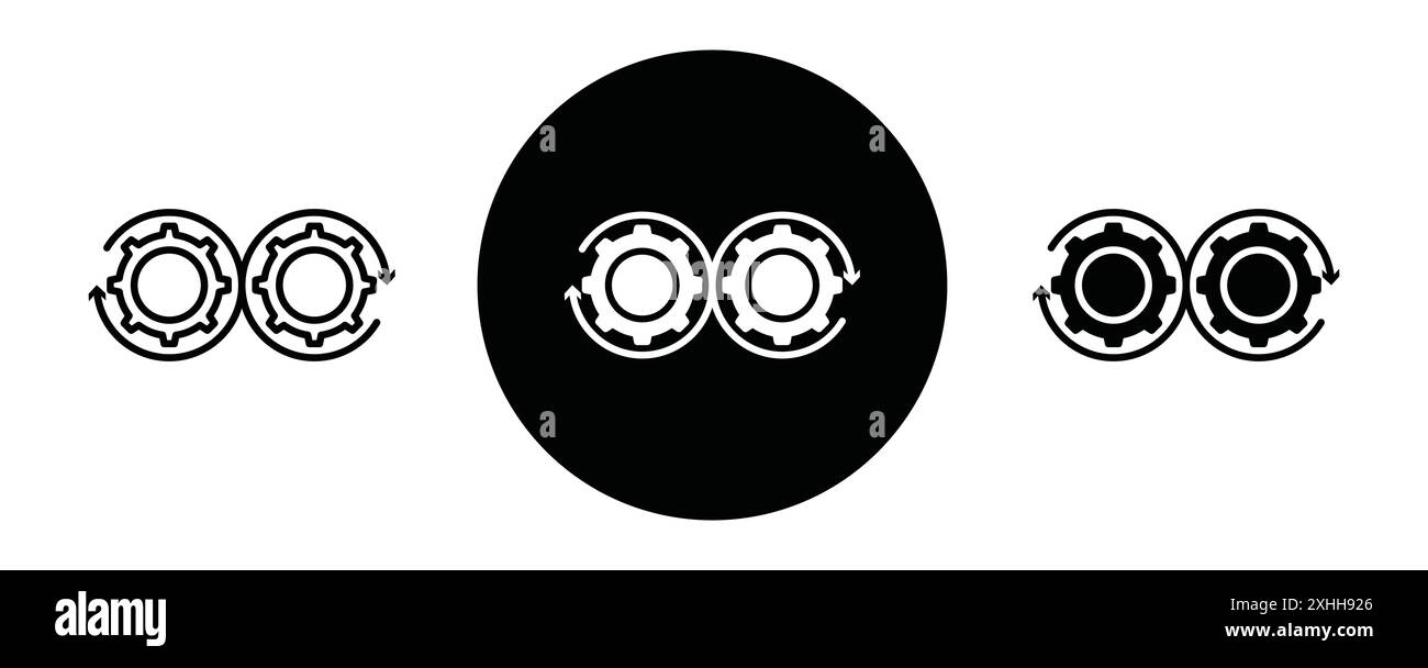 Dev ops icon Black line art vector in black and white outline set collection sign Stock Vector