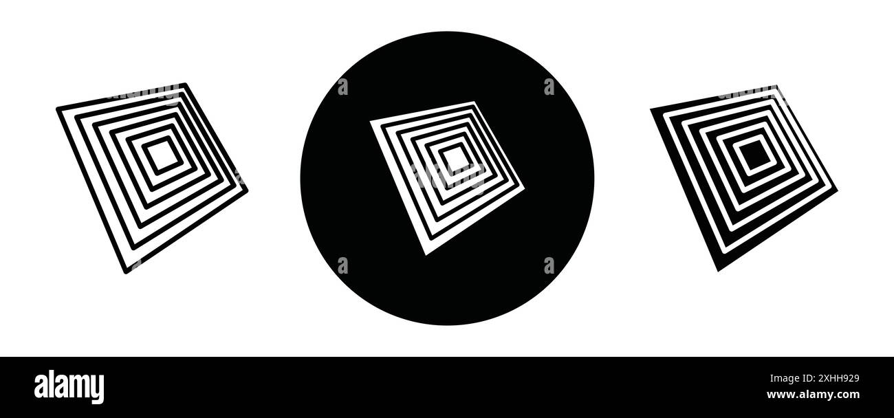 Distort icon Black line art vector in black and white outline set ...