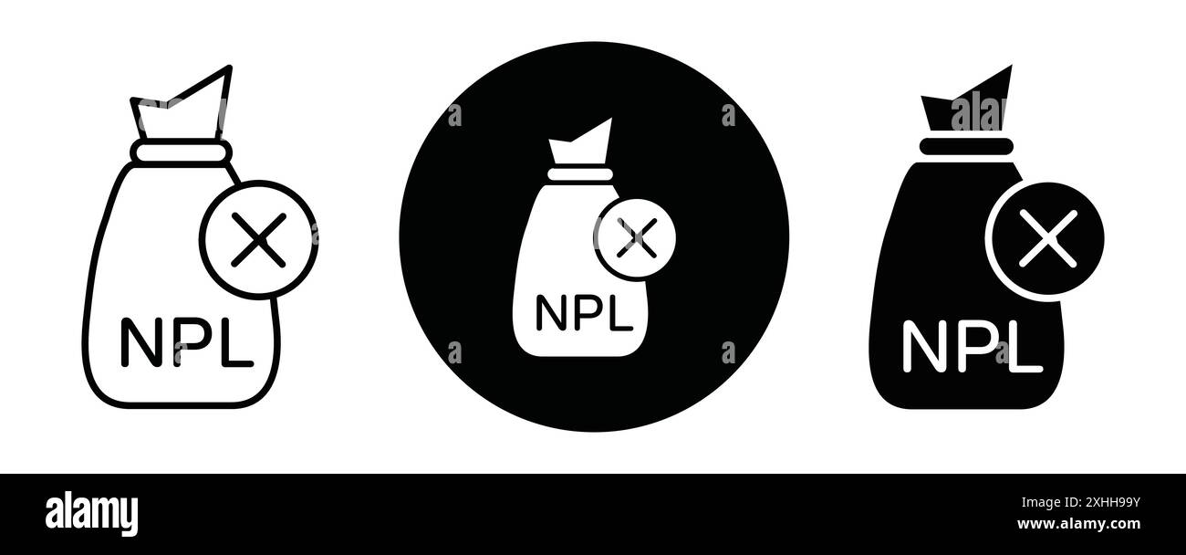 NPL icon Black line art vector in black and white outline set collection sign Stock Vector