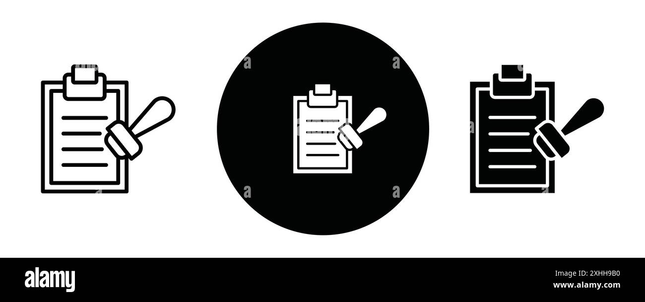 Permit icon Black line art vector in black and white outline set ...
