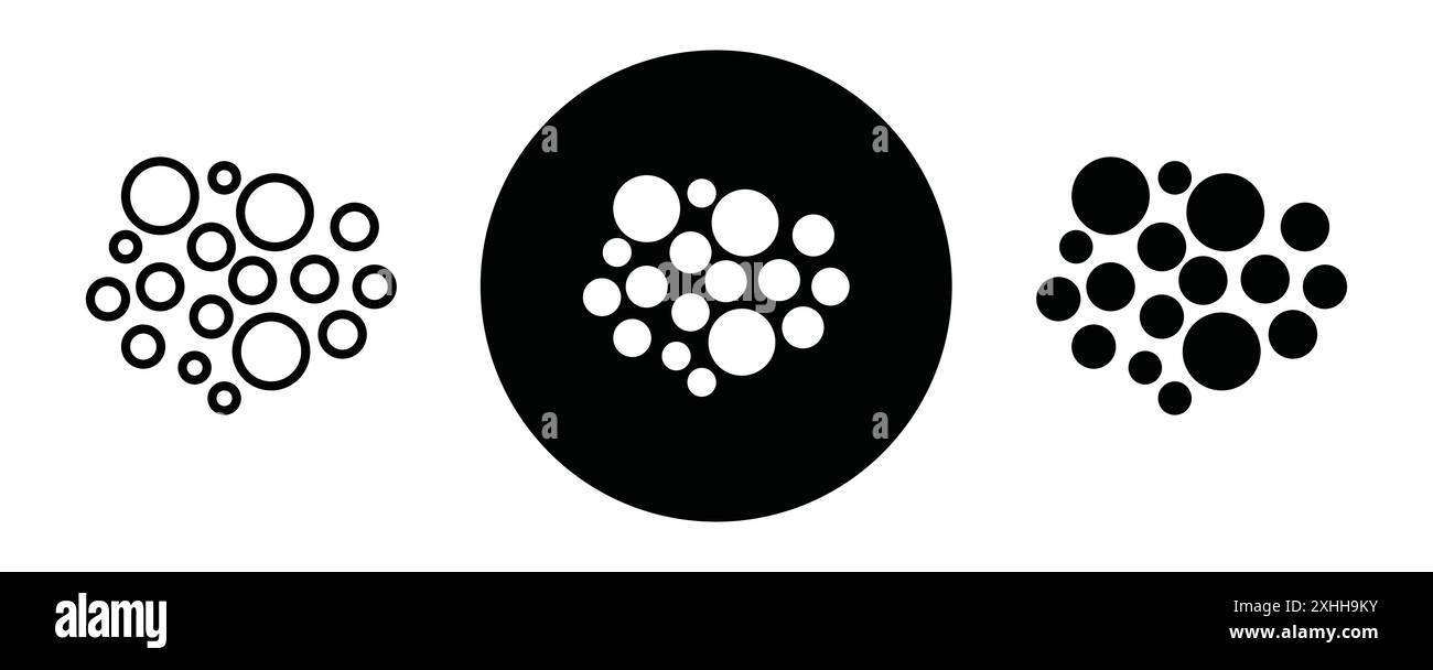 High density icon Black line art vector in black and white outline set ...