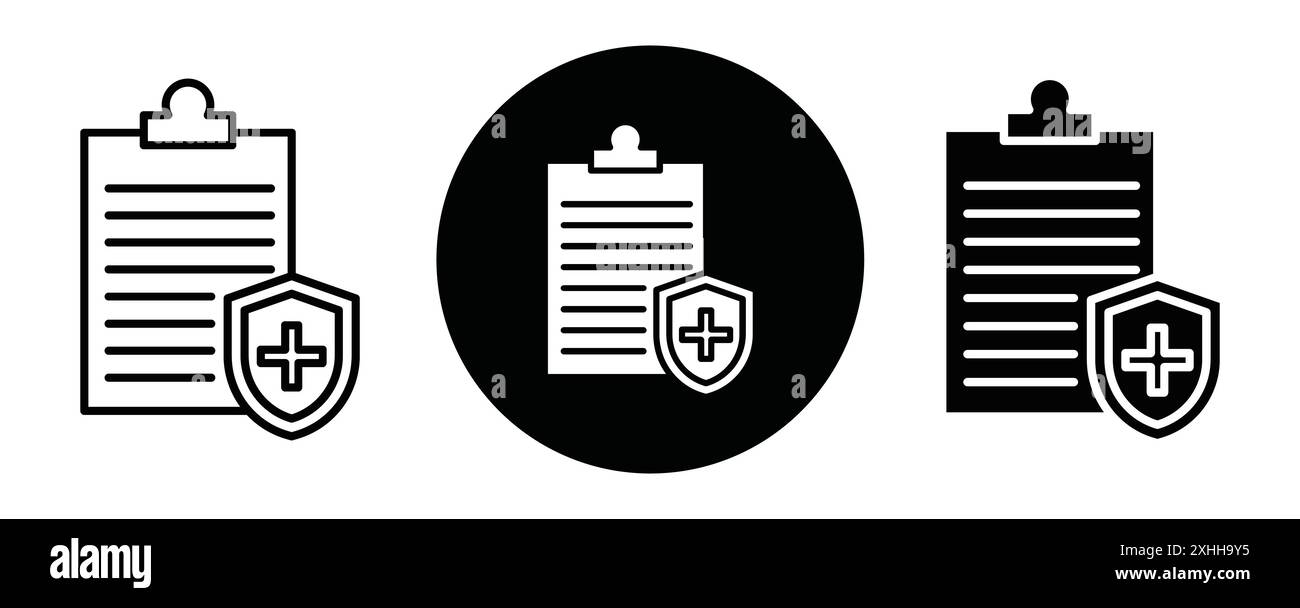 Health insurance icon Black line art vector in black and white outline ...