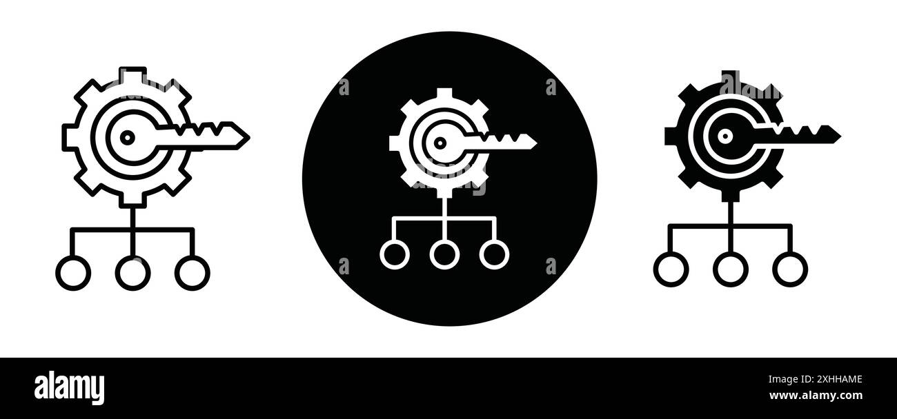 Key factor icon Black line art vector in black and white outline set ...