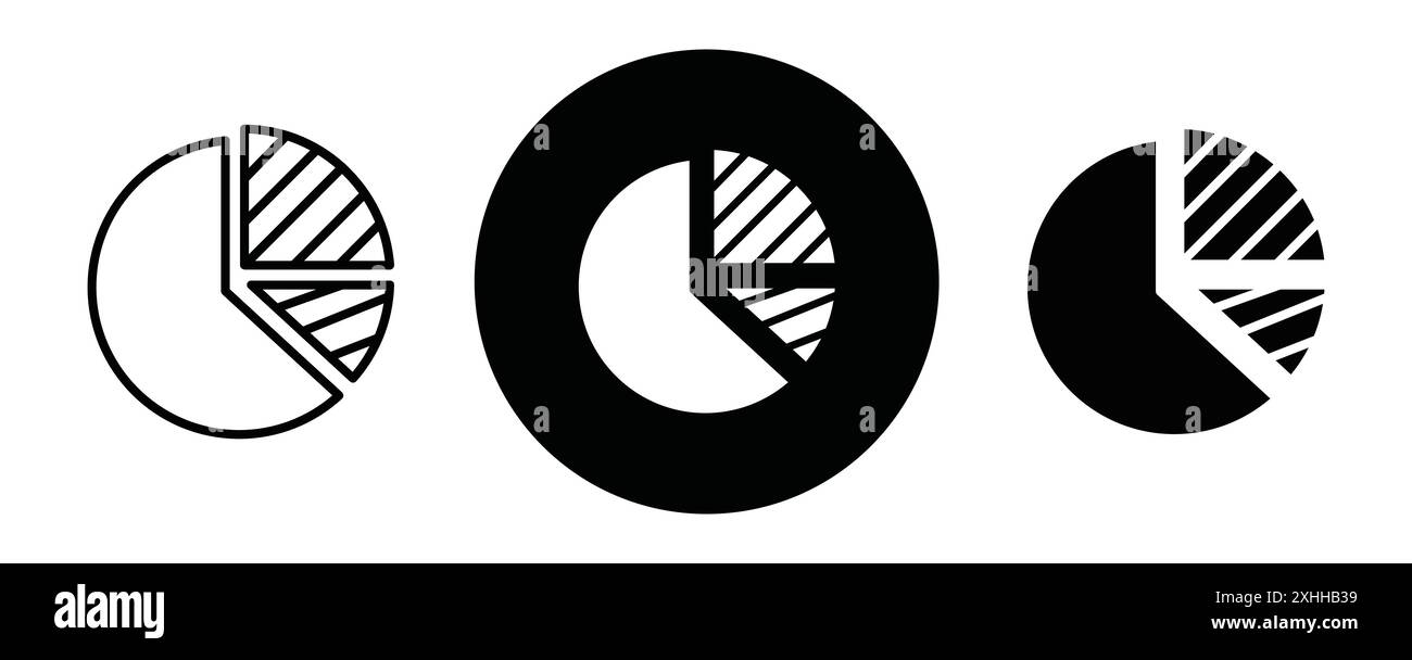 Market share icon Black line art vector in black and white outline set ...