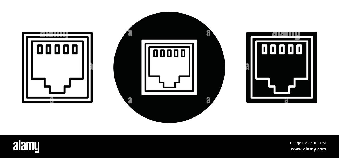 TCP icon Black line art vector in black and white outline set ...