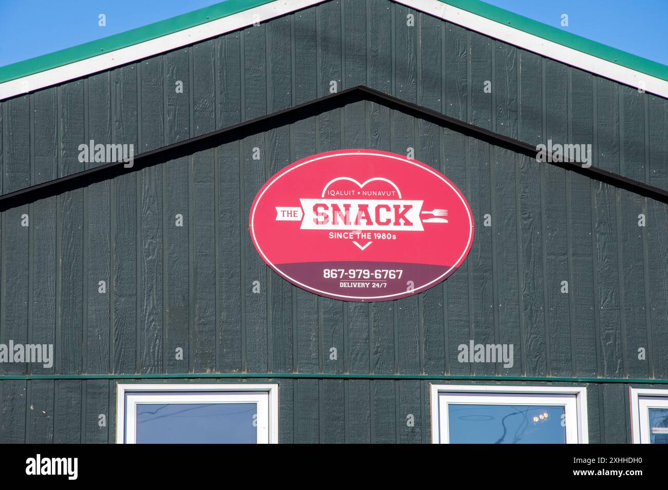 The Snack restaurant sign on Nipisa Street in Iqaluit, Nunavut, Canada