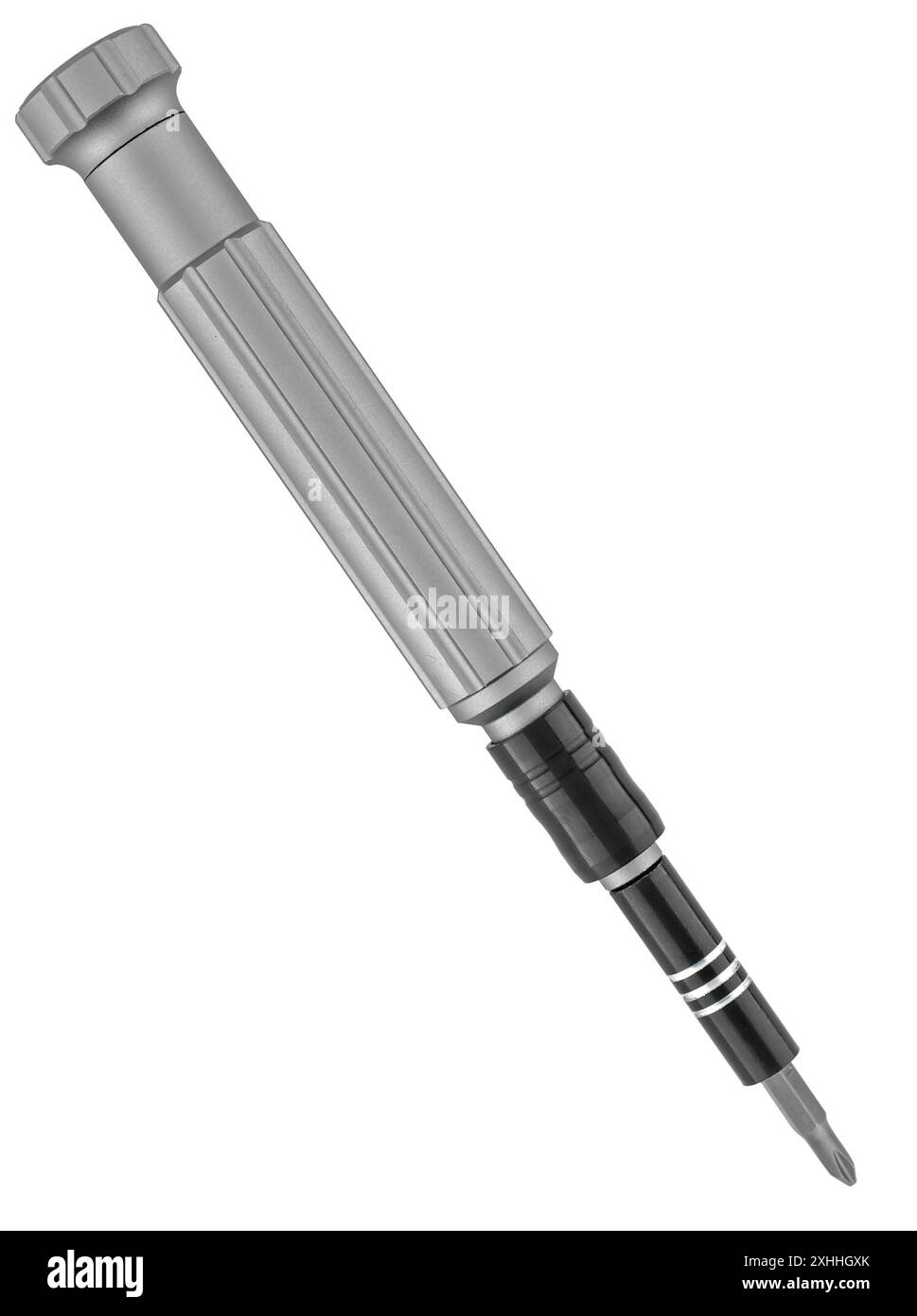 screwdriver for different bits on white background in insulation Stock Photo