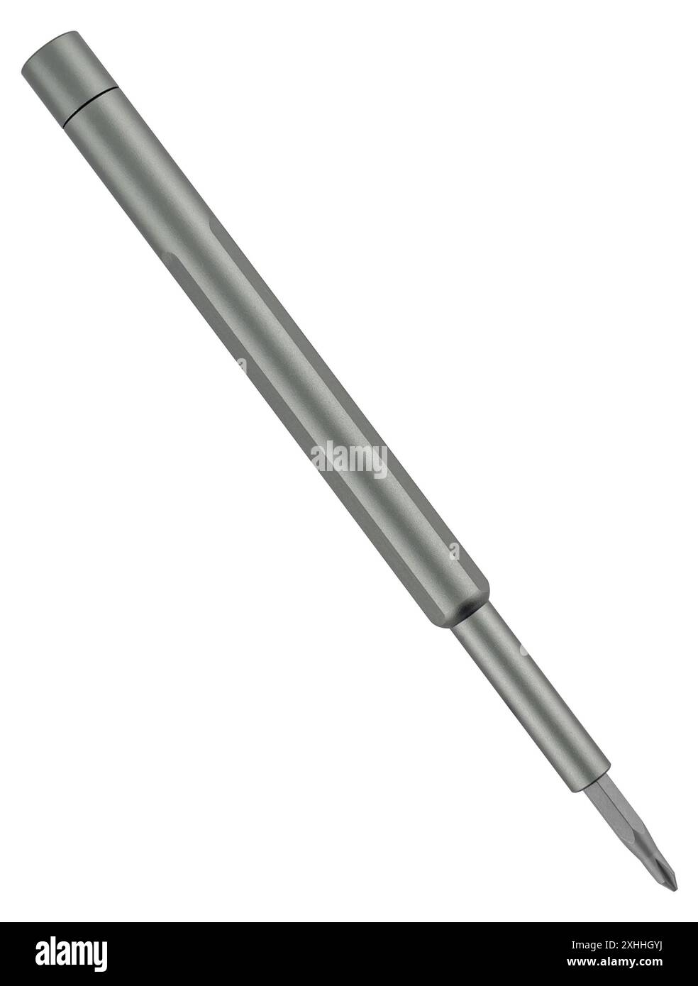 screwdriver for different bits on white background in insulation Stock Photo