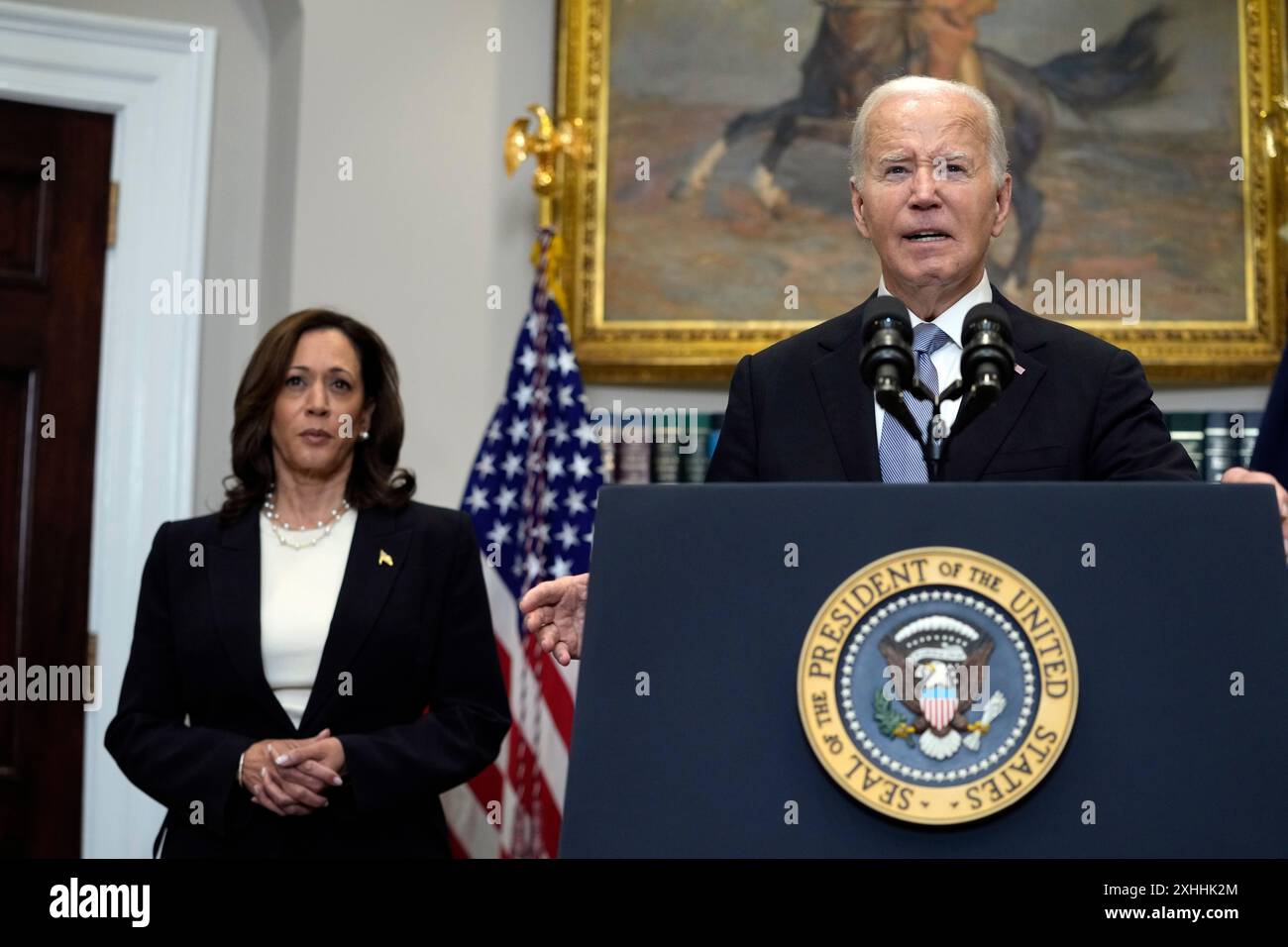 President Joe Biden speaks from the Roosevelt Room of the White House ...