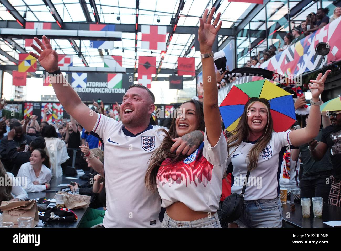 Jul With Fans England fans at BOXPark Croydon in London during a screening of the ...