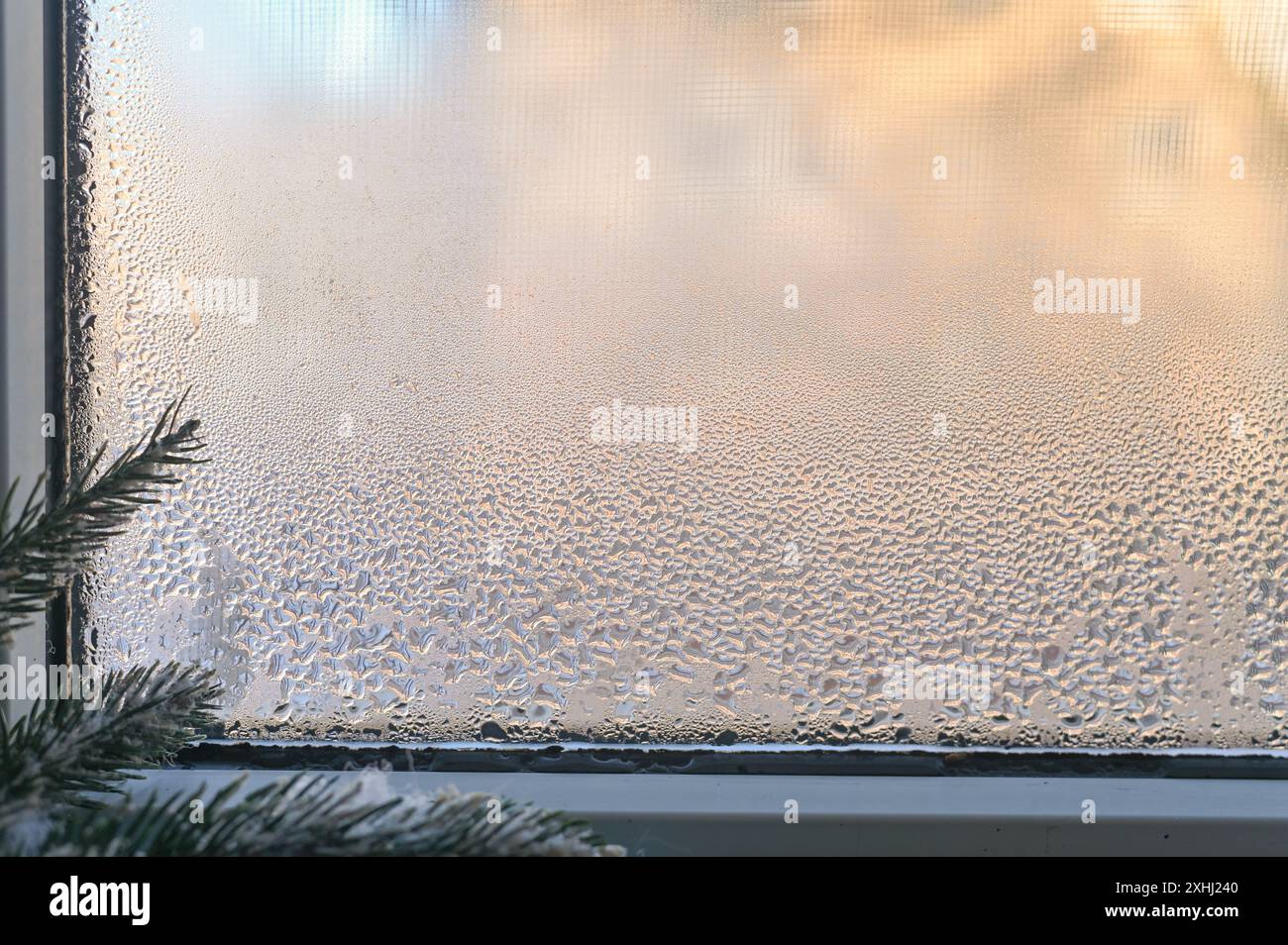 condensation on the window in winter. wet glass Stock Photo Alamy