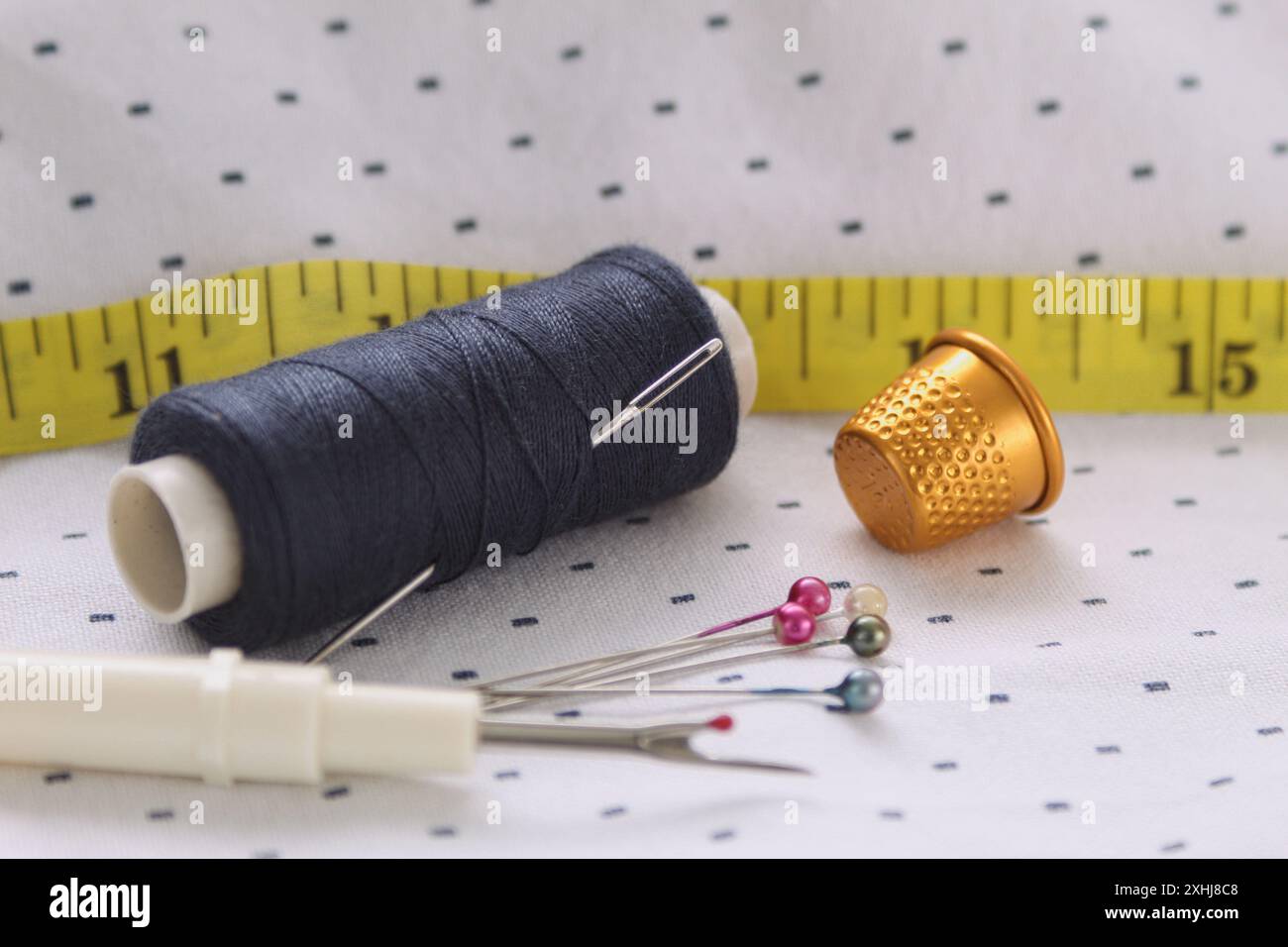 Needle thread, side view. Copy space. Background for creators. Sewing ...