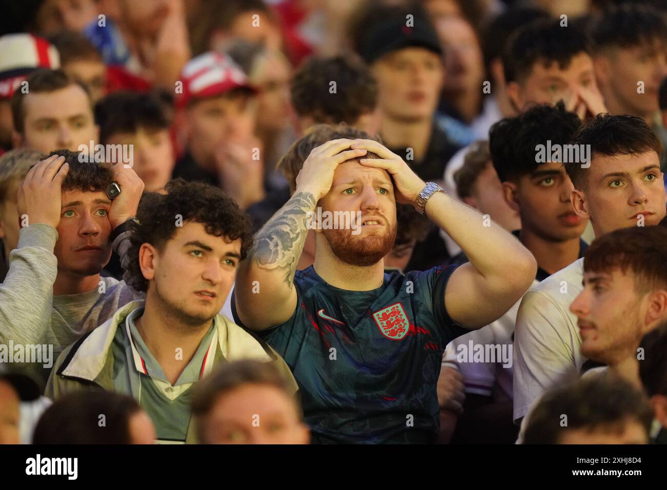 Jul With Fans England fans at Millennium Square in Leeds , react to the final whistle ...