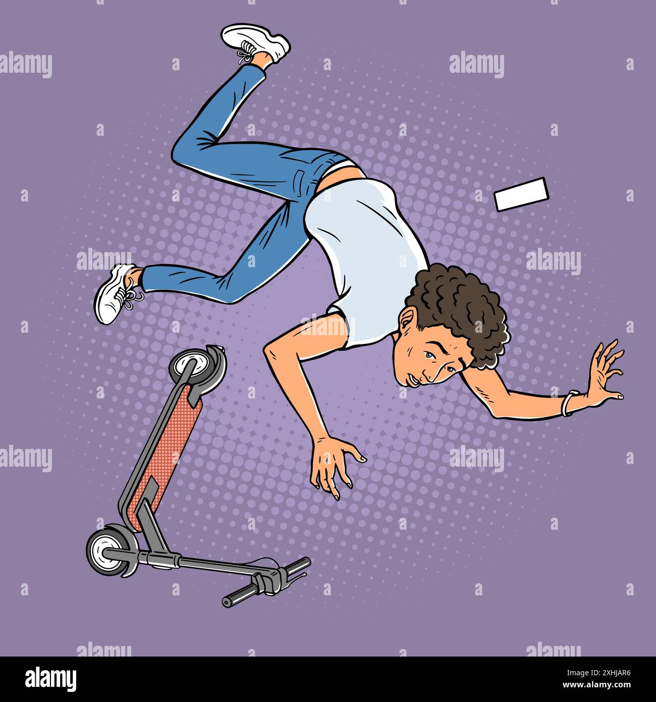The boy fell off his scooter Stock Vector Image & Art - Alamy
