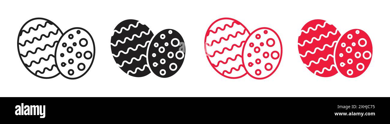 Easter eggs icon Black line art vector in black and white outline set ...
