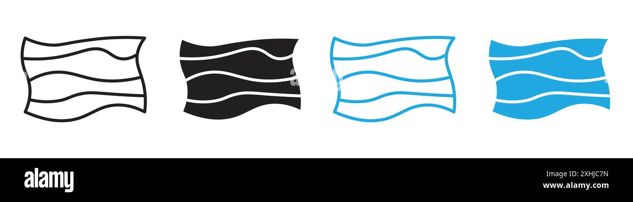 Fabric icon Black line art vector in black and white outline set ...