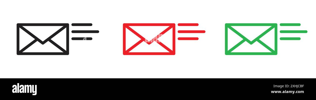 Email icon Black line art vector in black and white outline set ...