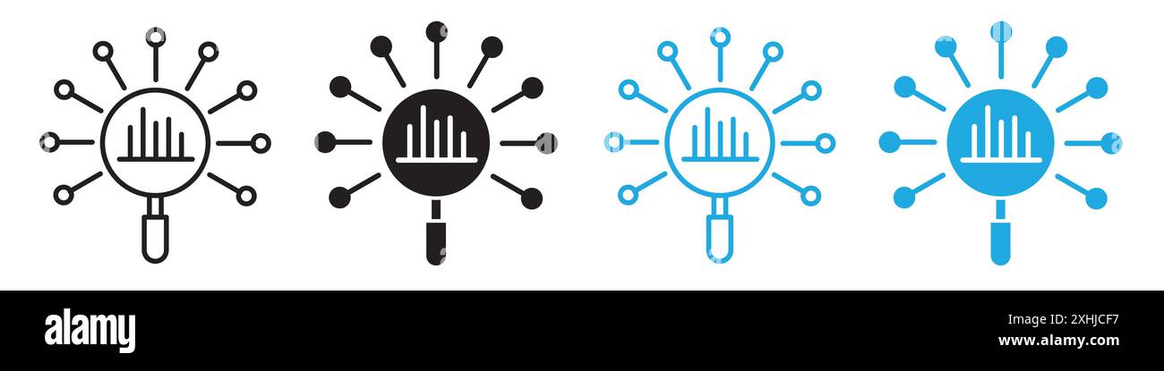 Gathering information icon Black line art vector in black and white outline set collection sign Stock Vector