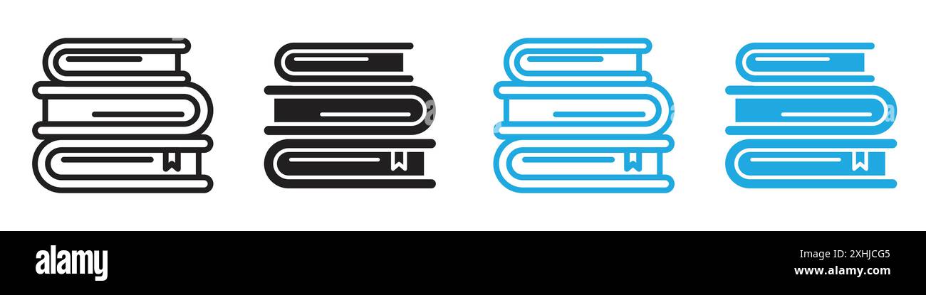 Books icon Black line art vector in black and white outline set ...