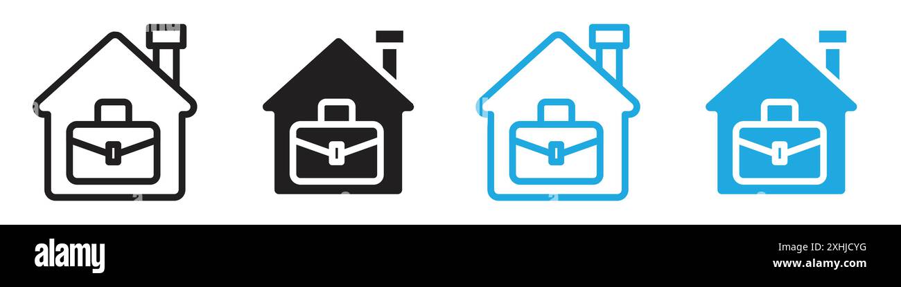 Remote work from home icon Black line art vector in black and white ...