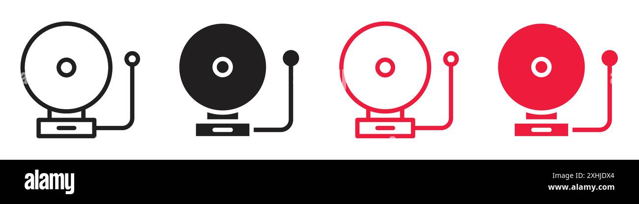 School bell icon Black line art vector in black and white outline set ...