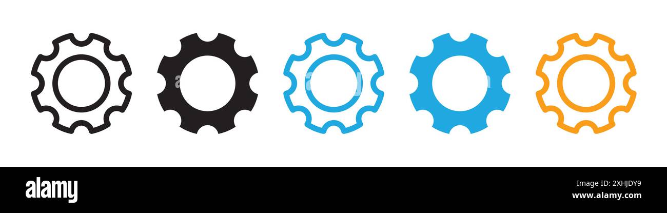 Settings icon Black line art vector in black and white outline set ...