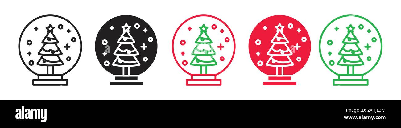 Snow globe icon Black line art vector in black and white outline set ...