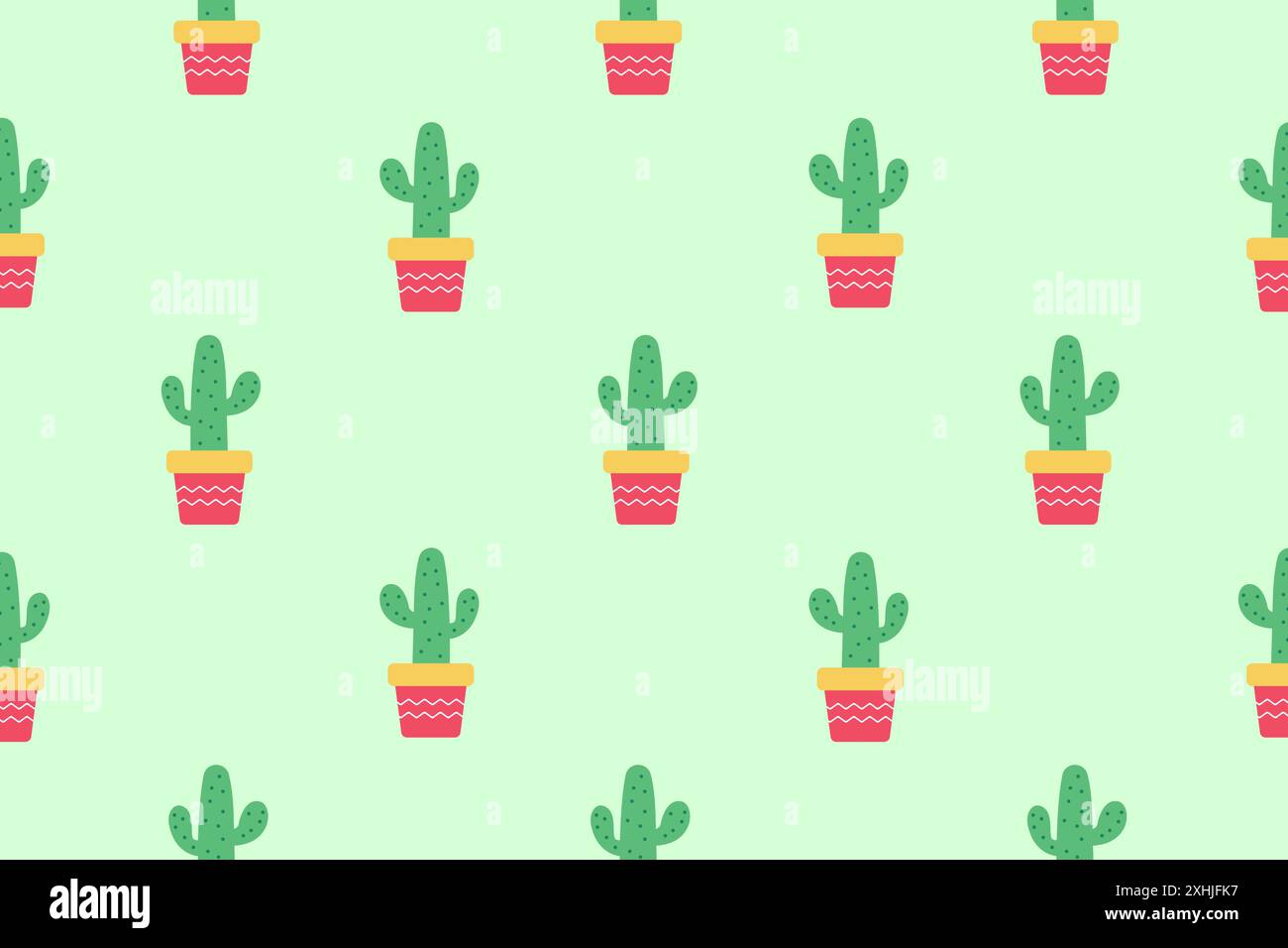 Green cactus. Seamless vector pattern. Stock Vector