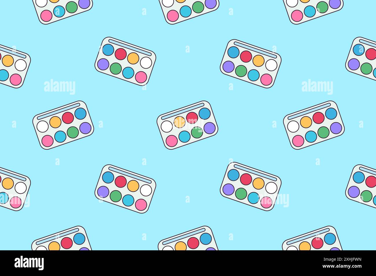 Paintbox. Flat illustration. Seamless vector pattern. Stock Vector