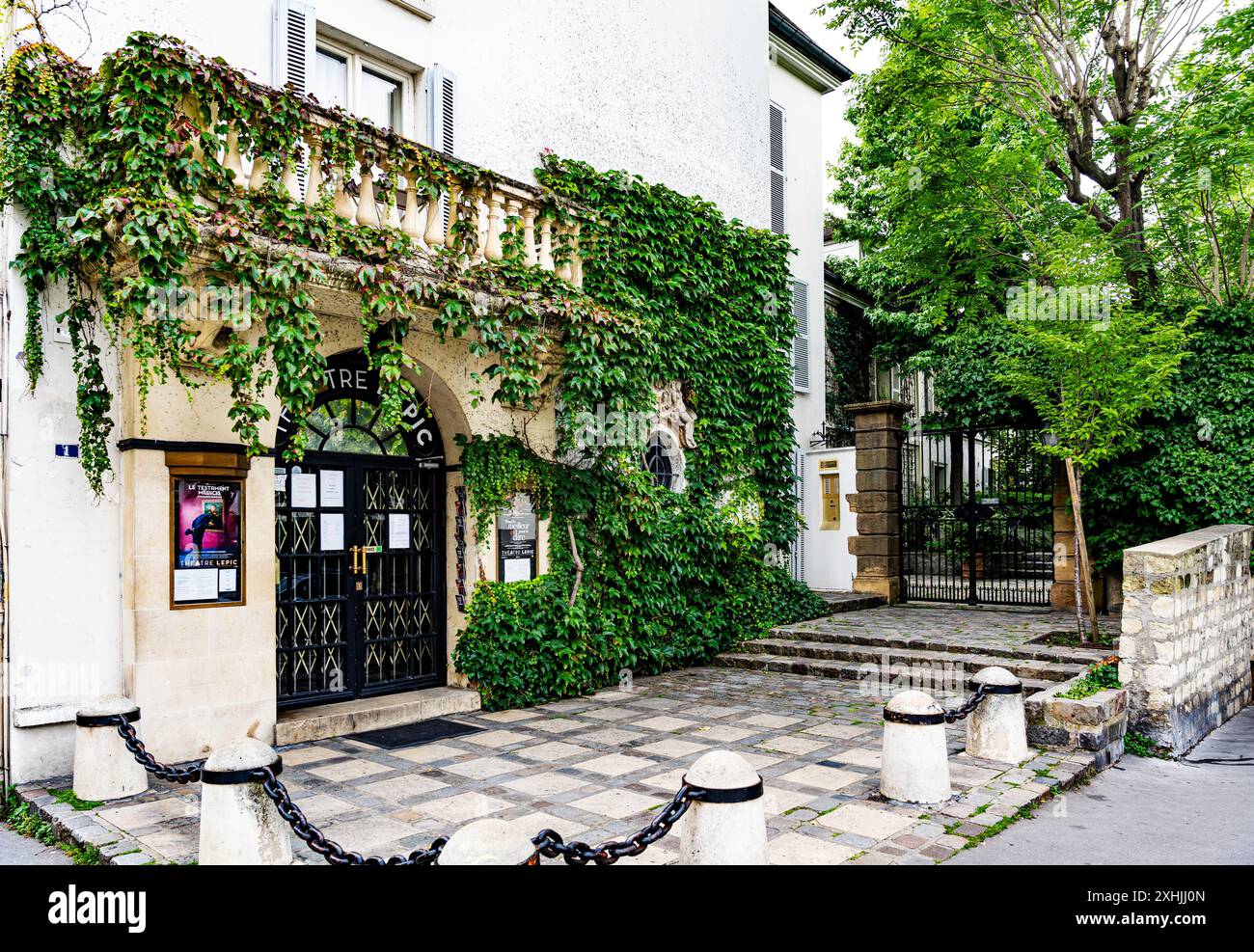 The entrance of Theatre Lepic, indipendent theatre in the heart of Montmartre,  18th arrondissement of Paris, France. Stock Photo