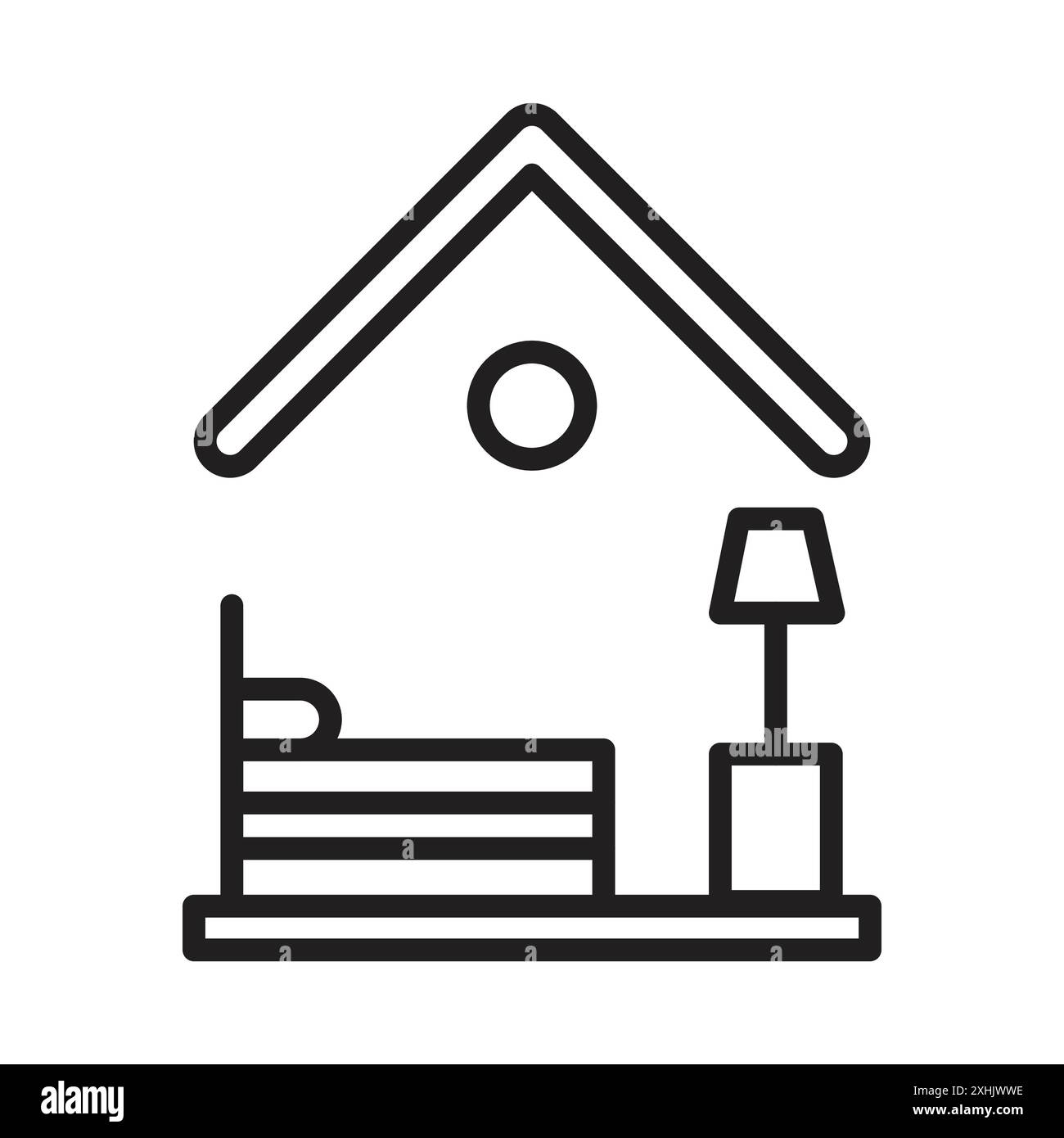 Accomodation icon Black line art vector in black and white outline set collection sign Stock Vector