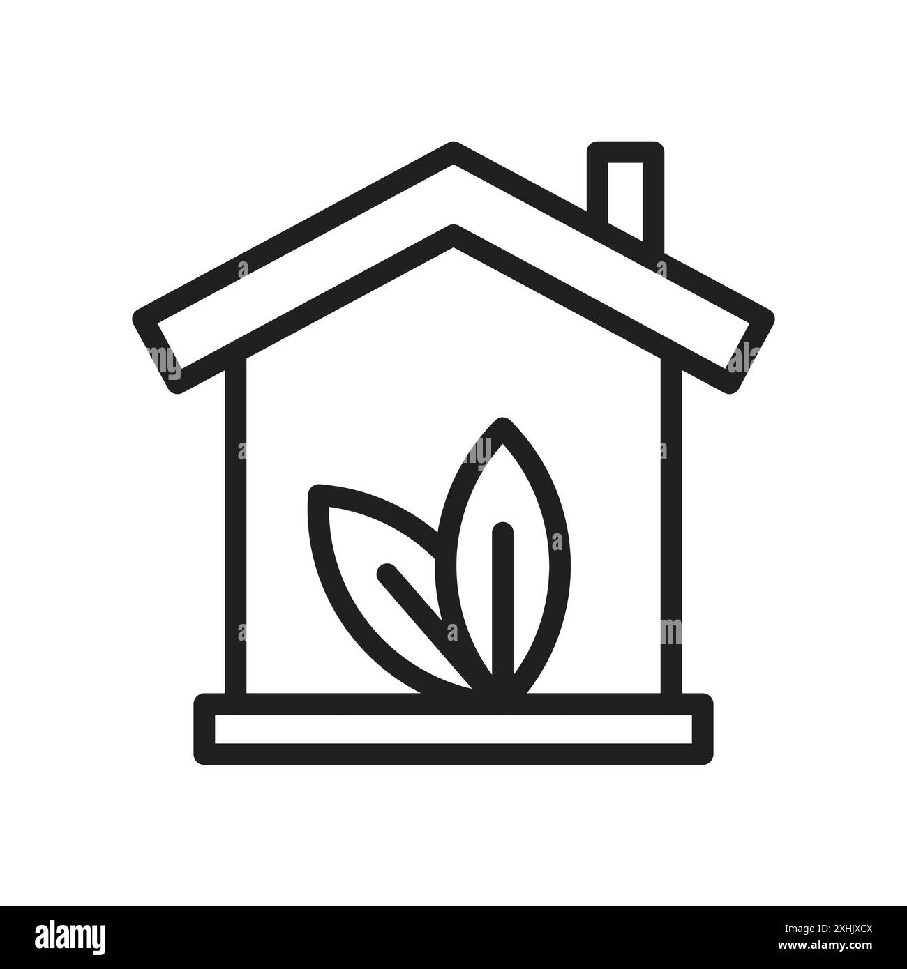 Eco house icon Black line art vector in black and white outline set ...